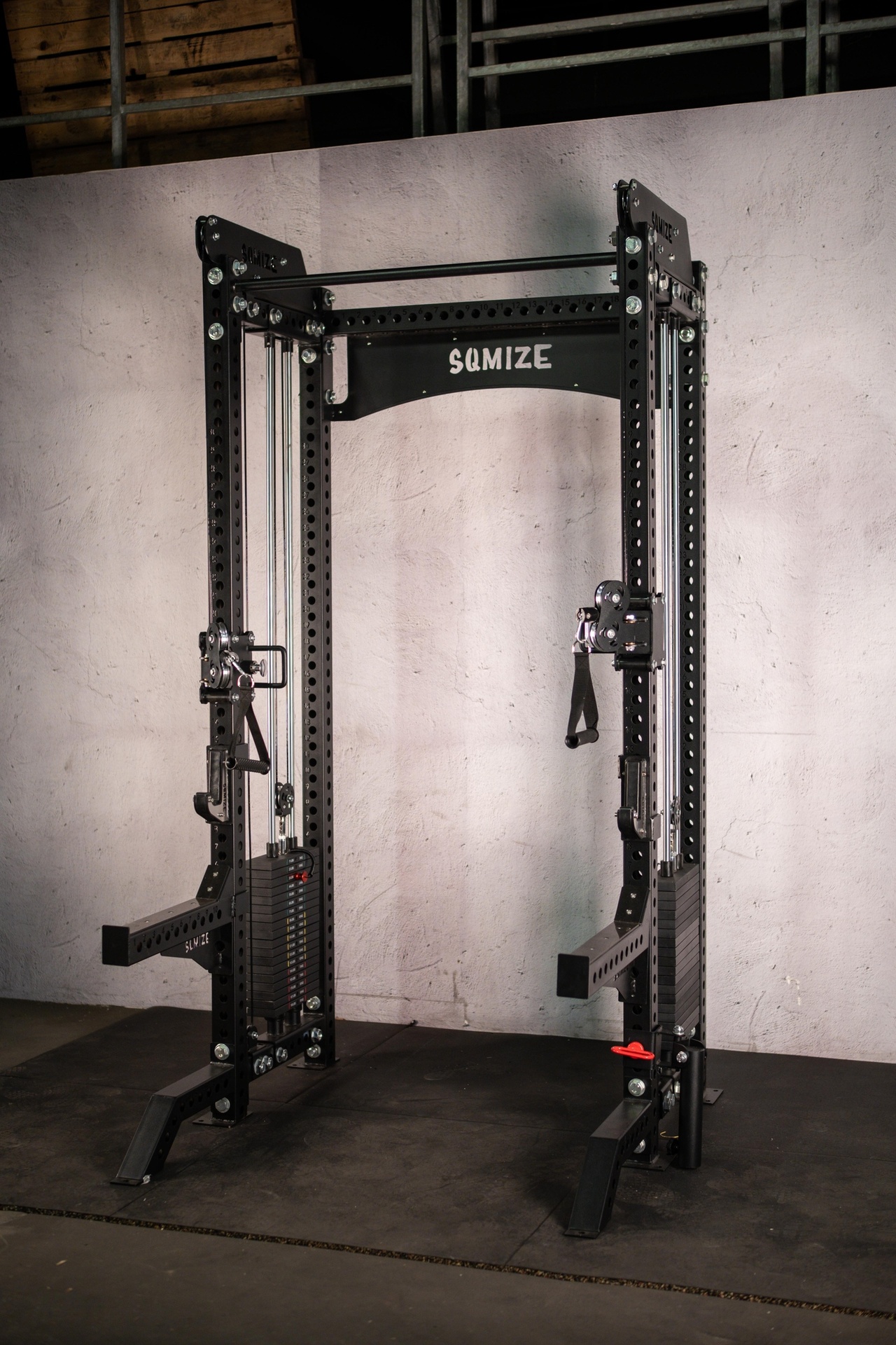 Twin-Power Gym SQMIZE® ELITE CLUB SQ-S855-120, Kabelzugstation & Half Rack, Höhe 215 cm