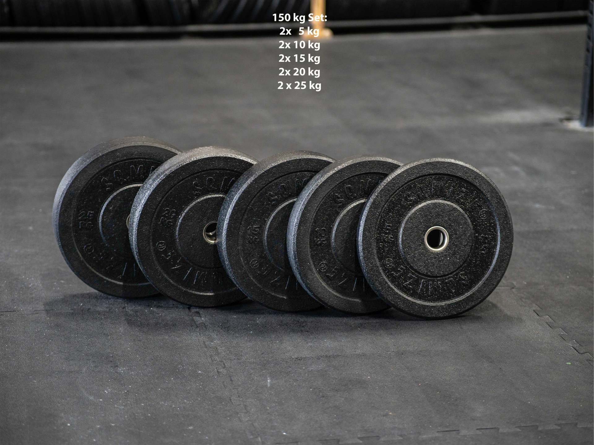 High-Tempered Bumper Plate Set SQMIZE® CRBP150, 150 kg