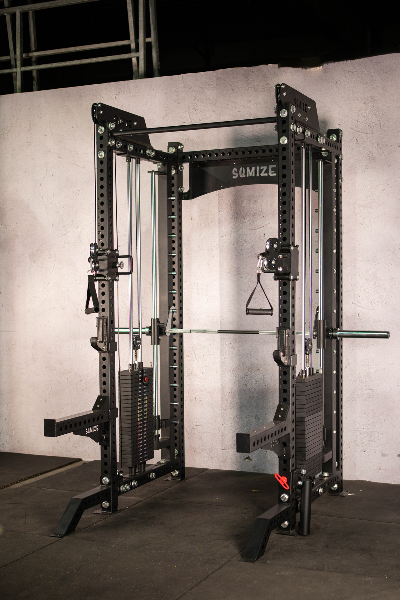 Tri-Power Gym SQMIZE® ELITE CLUB SQ-S955-90, Kabelzugstation, Multipresse & Half Rack, Höhe 238 cm