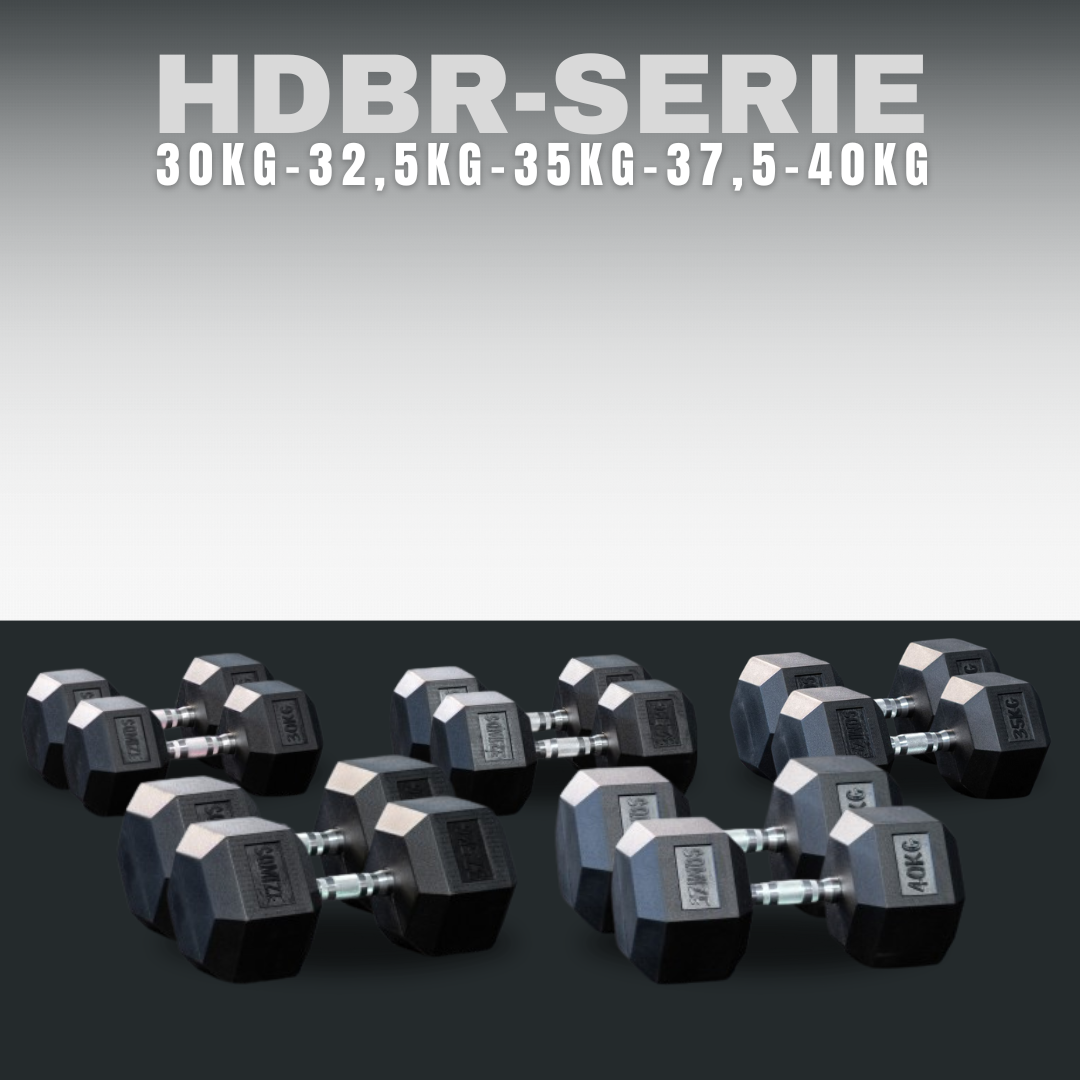Hex Dumbbell SQMIZE® HDBR350 350 kg SET, gummiert