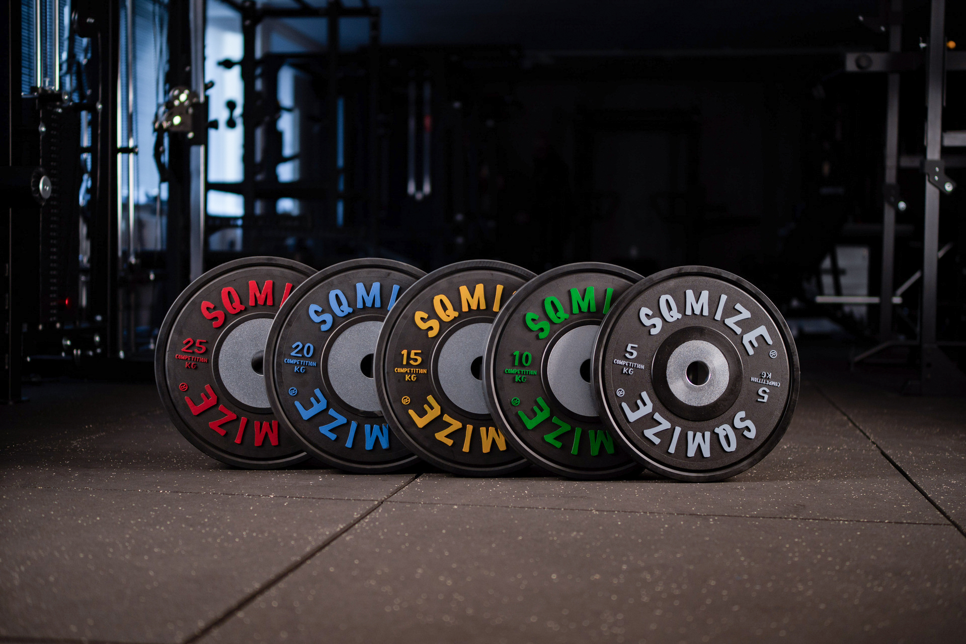 Premium Bison Black Competition Bumper Plate Set SQMIZE® V-CompBP90, 90 kg